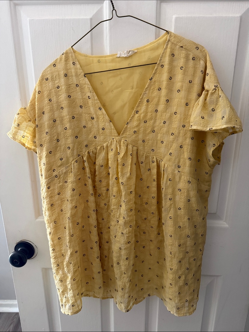 entro Mustard Yellow V-Neck Babydoll Top